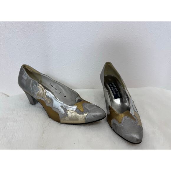 Stuart Weitzman for Mr. Seymour Metallic Vintage Heels Size 8 - Picture 1 of 13
